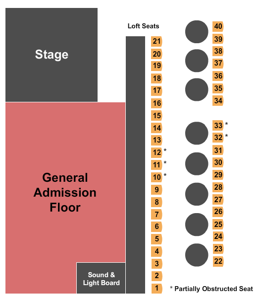 Seating chart for Belly Up